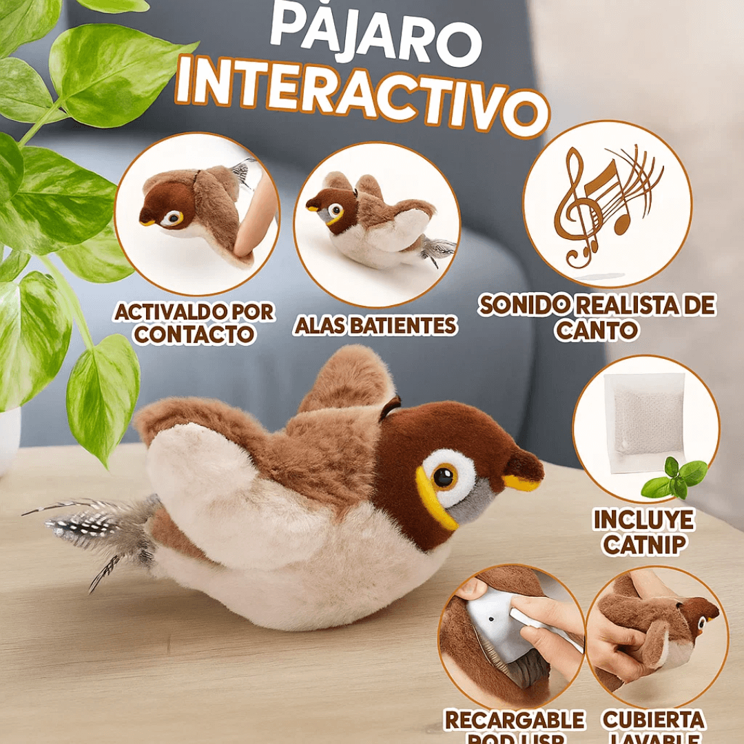 Peluche ave Interactivo eléctrico para gatos