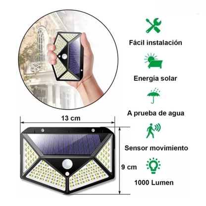Foco Solar 100 Led Sensor Movimiento