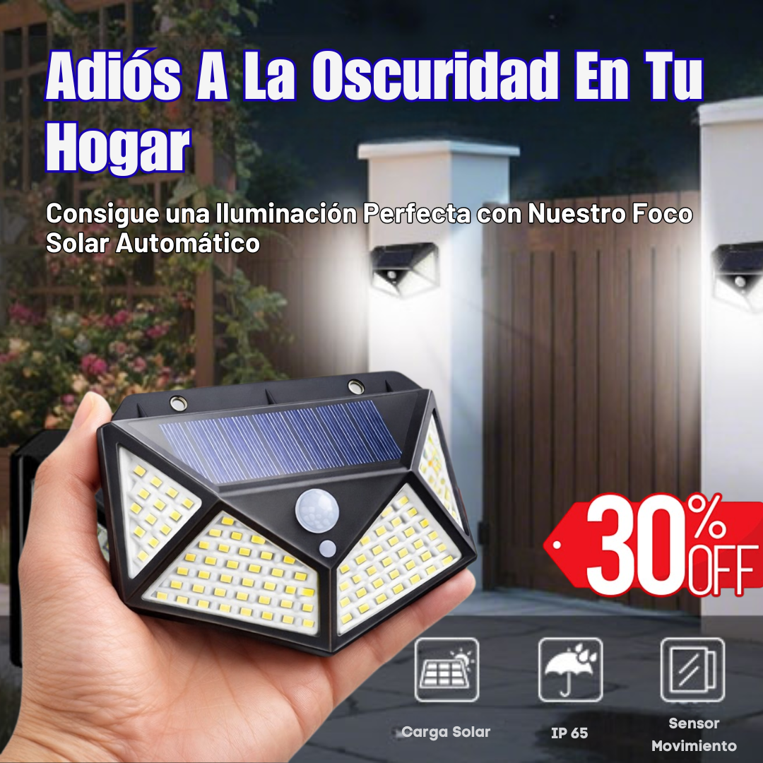 Foco Solar 100 Led Sensor Movimiento